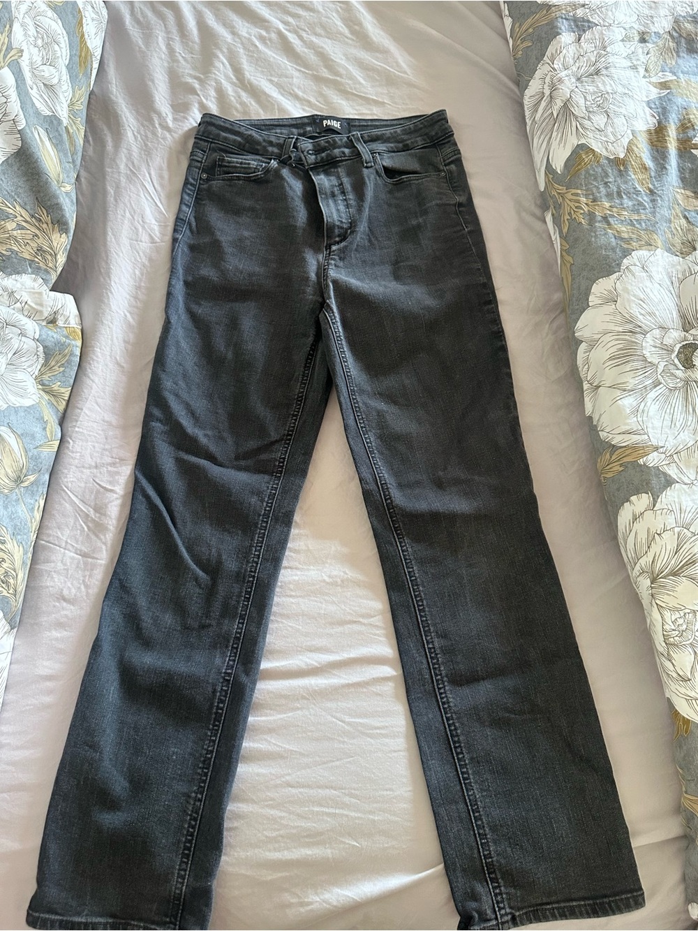 PAIGE Charcoal Black Straight-Leg Jeans